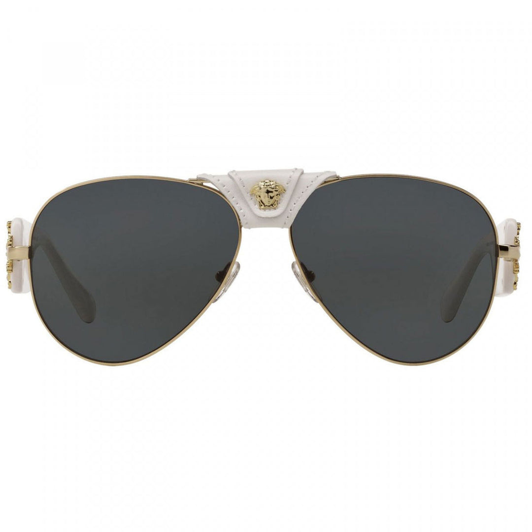 Versace Aviator Full Rim, with a White frame and Dark Grey lens.