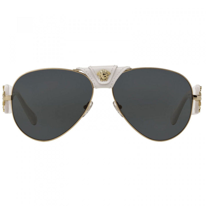 Versace Aviator Full Rim, with a White frame and Dark Grey lens.