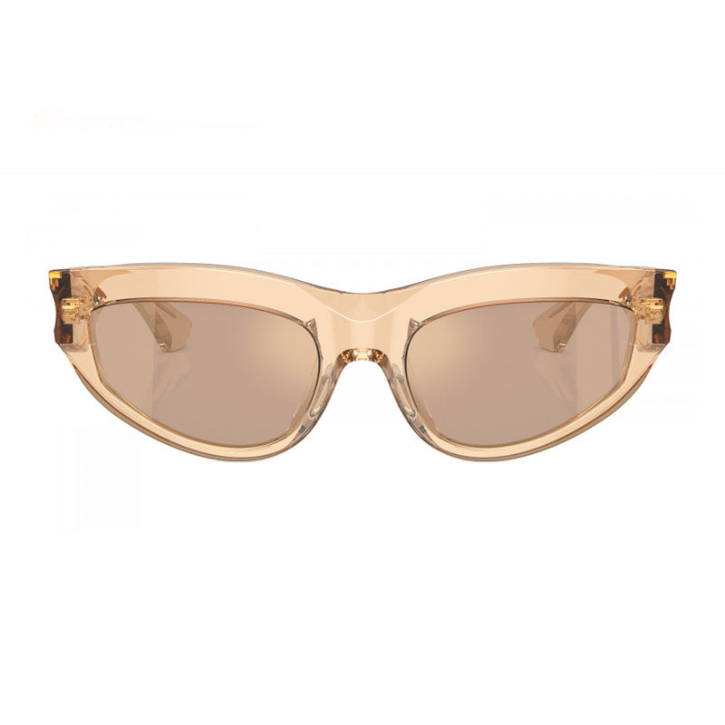Burberry Sunglasses Cat Eye Full Rim, Brown Frame and Light Brown Mirror Flash Gold Lens BE4425U40635A