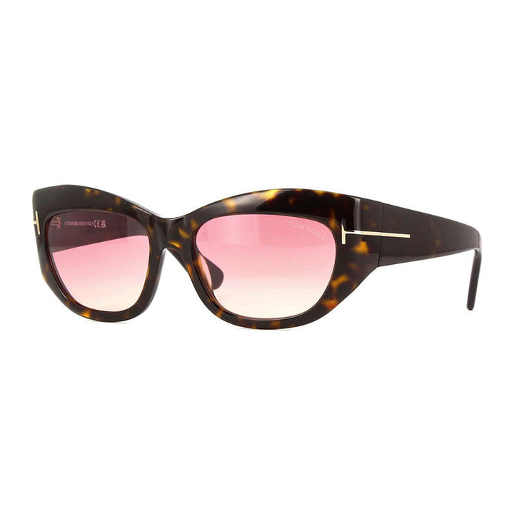 Tom Ford Cat Eye Full Rim, with a Dark Havana frame and Gradient Bordeaux lens.