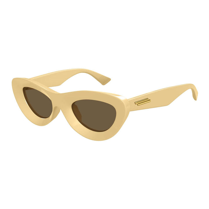 Bottega Veneta Sunglasses Cat Eye Full Rim, Shiny Straw Yellow Frame and Brown Lens BV1325S002