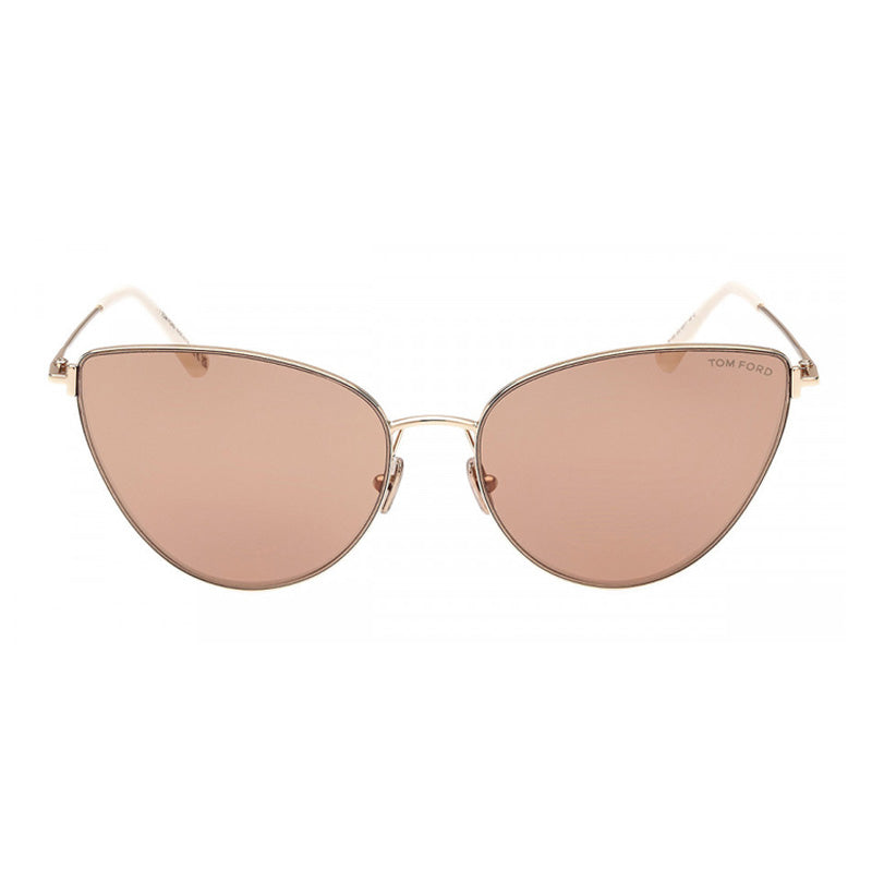 Tom Ford Cat Eye Full Rim, with a Gold frame and Brown Mirror lens.