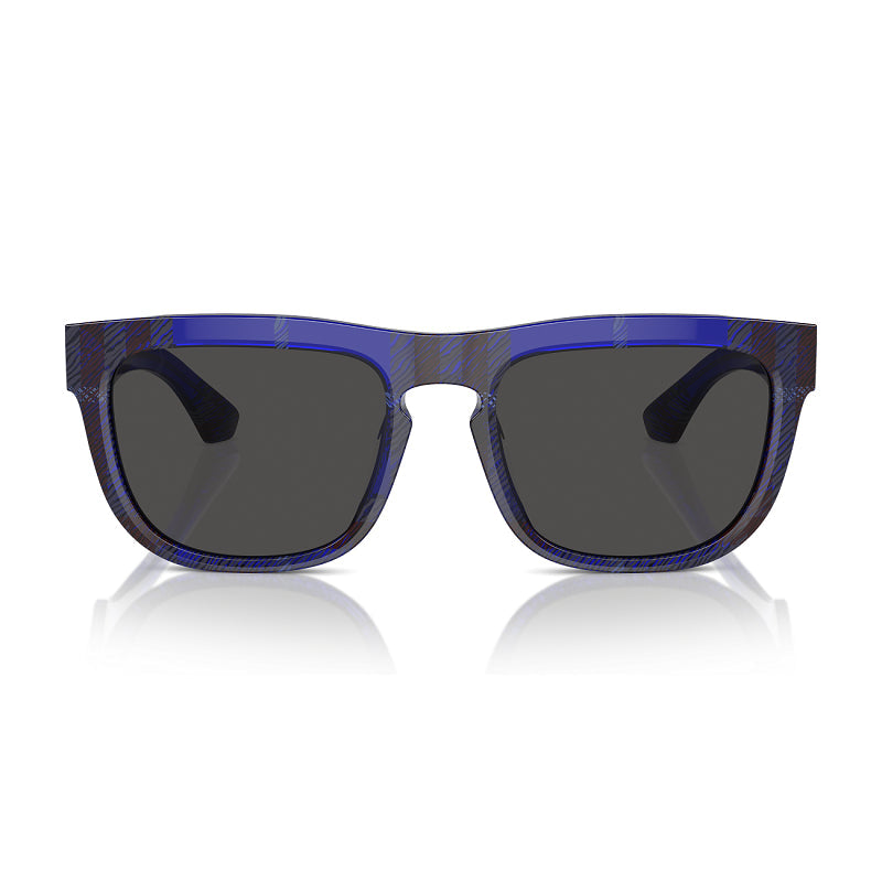Burberry Sunglasses Square Full Rim, Check Blue Frame and Dark Grey Lens BE4431U411487