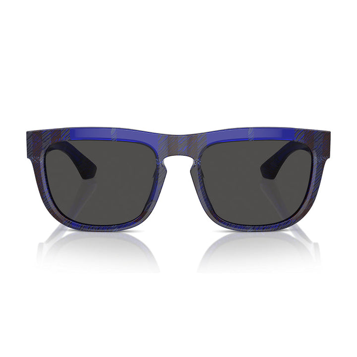 Burberry Sunglasses Square Full Rim, Check Blue Frame and Dark Grey Lens BE4431U411487