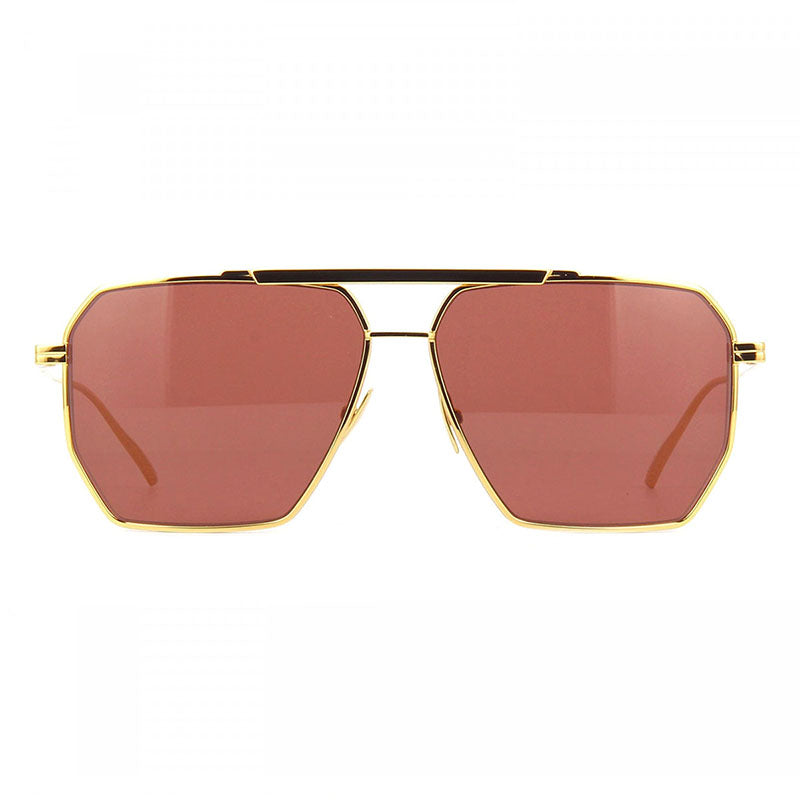 Bottega Veneta Sunglasses Aviator Full Rim, Gold Frame and Brown Lens BV1012S005