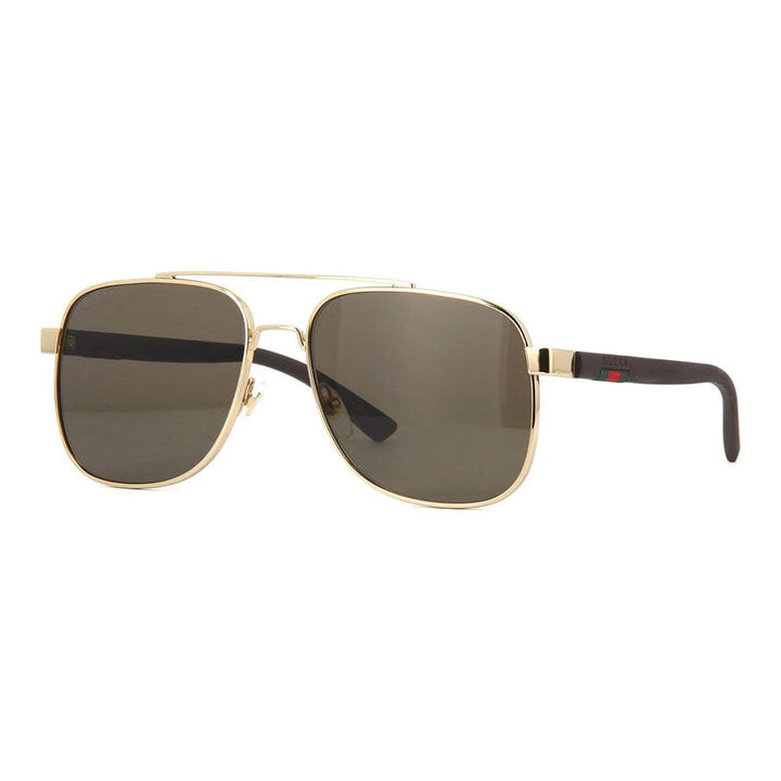 Gucci Sunglasses Square Full Rim, Gold Frame and Brown Lens GG0422S003