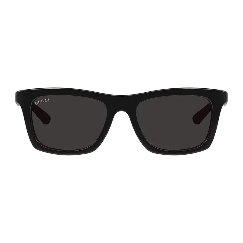 Gucci Sunglasses Rectangle Full Rim, Shiny Black Frame And Grey Lens Gg1735S001