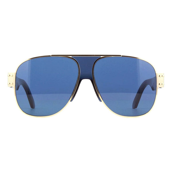 Dior Aviator Full Rim, with a Gold frame and Blue lens.