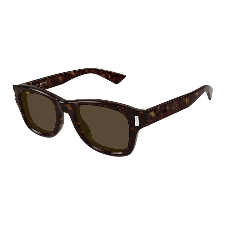 Saint Laurent Sunglasses Square Full Rim, Dark Havana Frame and Brown Lens SL801002