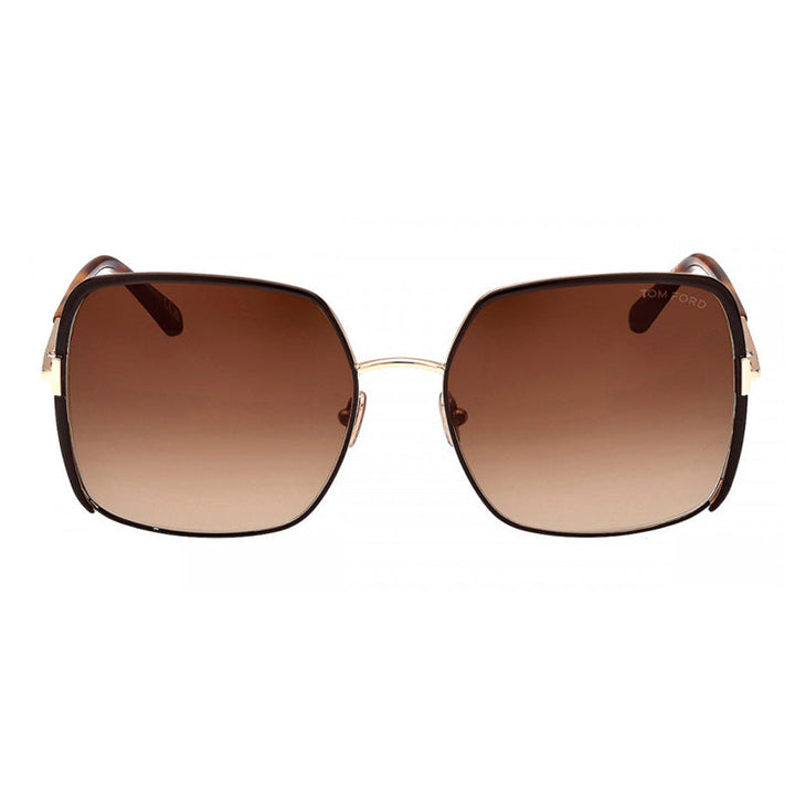 Tom Ford Square Full Rim, with a Rose Gold/Dark Brown frame and Brown Gradient lens.