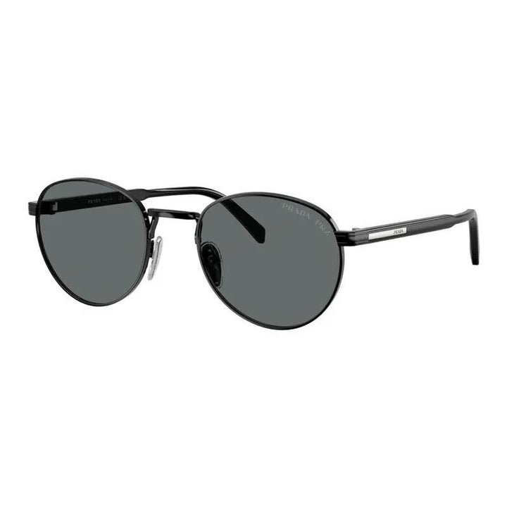 Prada Sunglasses Oval Full Rim, Shiny Black Frame And Black Polarized Lens Prb51S1Ab5Z1