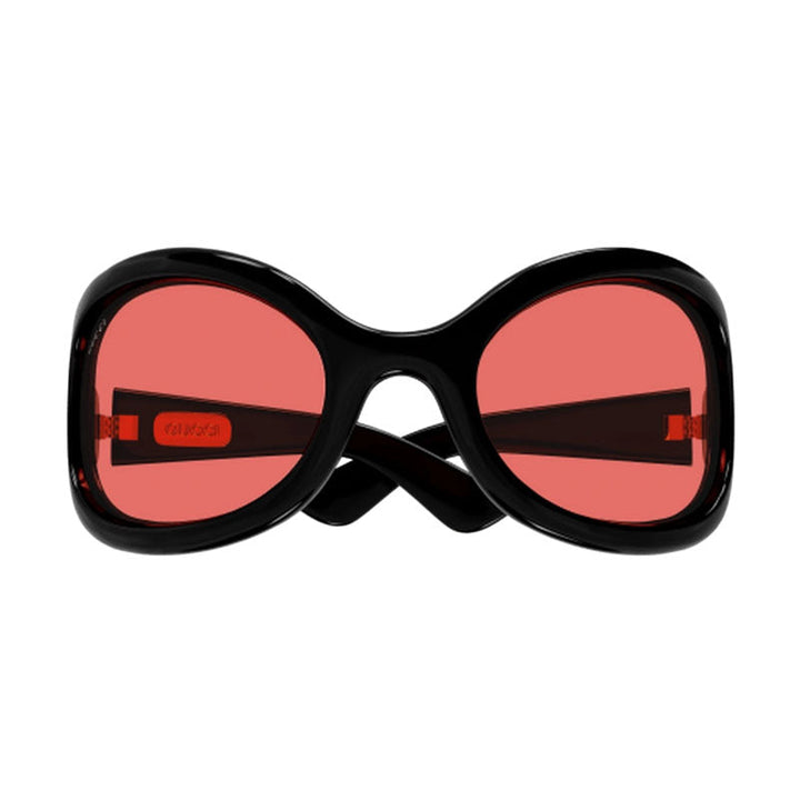 Gucci Sunglasses Cat Eye Full Rim, Shiny Black Frame and Red Lens GG1381S001