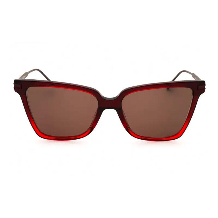 Salvatore Ferragamo Sunglasses Cat Eye Full Rim, Gradient Transparent Dark Red Frame And Brown Lens