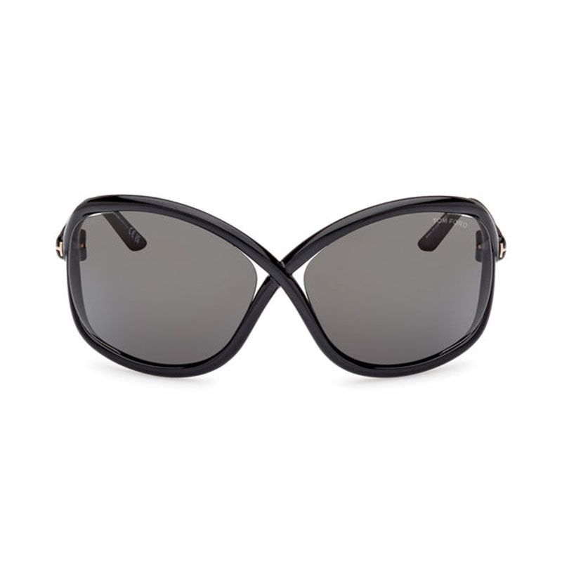 Tom Ford Geometric Semi Rim, with a Shiny Black frame and Smoke lens.