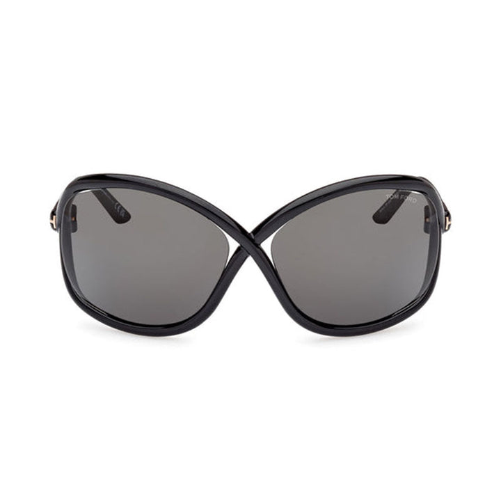 Tom Ford Geometric Semi Rim, with a Shiny Black frame and Smoke lens.
