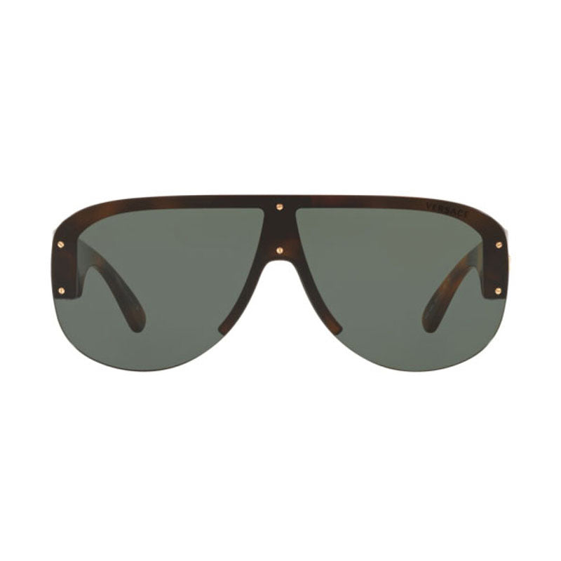 Versace Aviator Semi Rim, with a Havana/Gold frame and Dark Green lens.