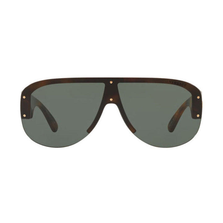 Versace Aviator Semi Rim, with a Havana/Gold frame and Dark Green lens.