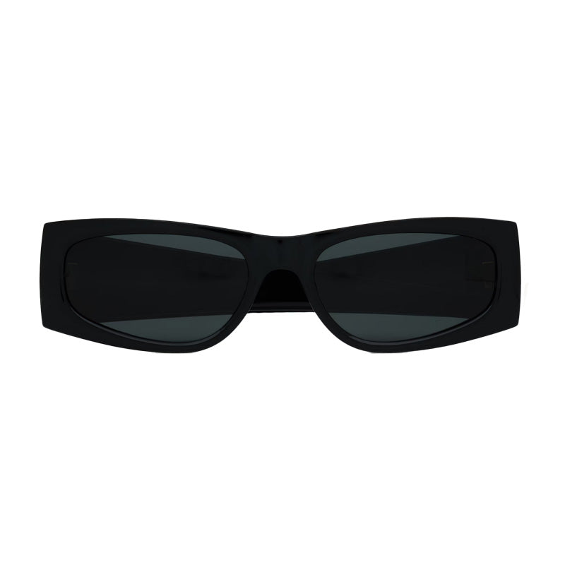 Saint Laurent Sunglasses Rectangle Full Rim, Shiny Black Frame and Grey Lens SLM140/F001