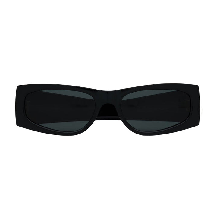 Saint Laurent Sunglasses Rectangle Full Rim, Shiny Black Frame and Grey Lens SLM140/F001
