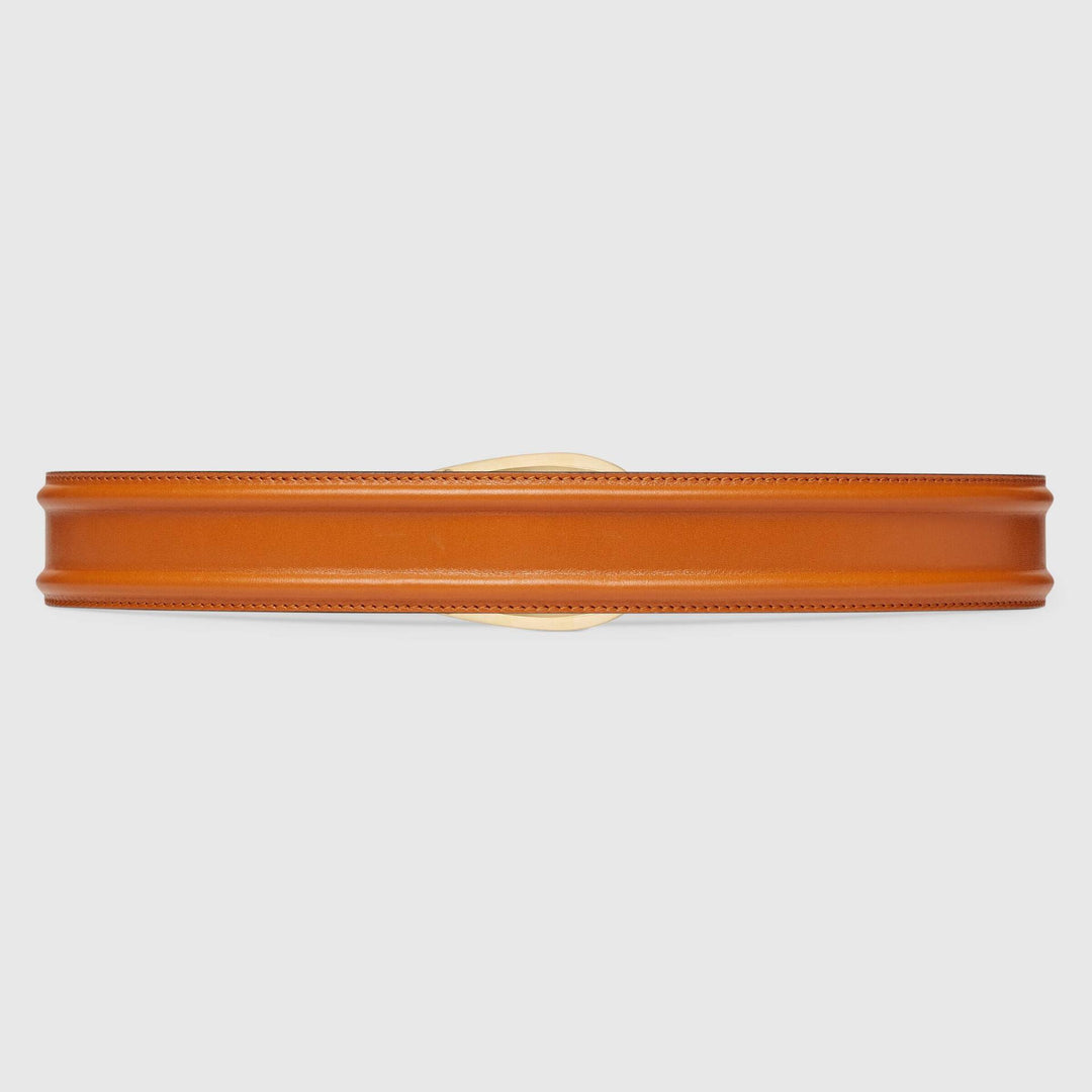 Gucci Light Brown Double-Sided Leather Belt with Gold G Buckle – Unisex