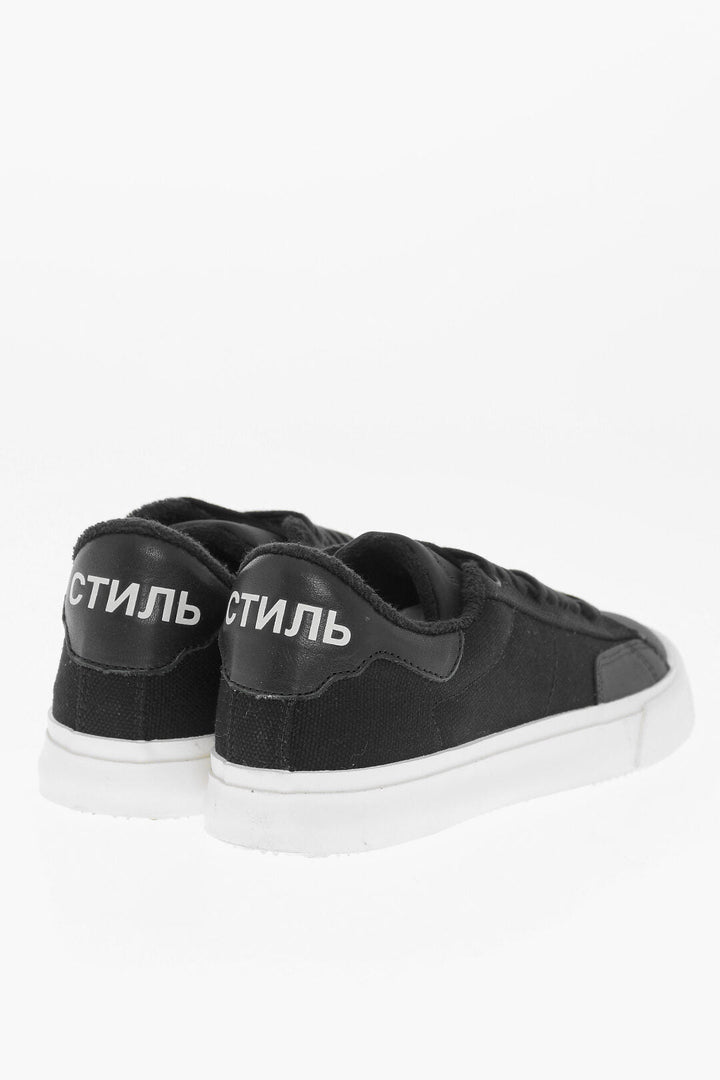 Heron Preston Canvas Low Top Sneakers with Leather Detail