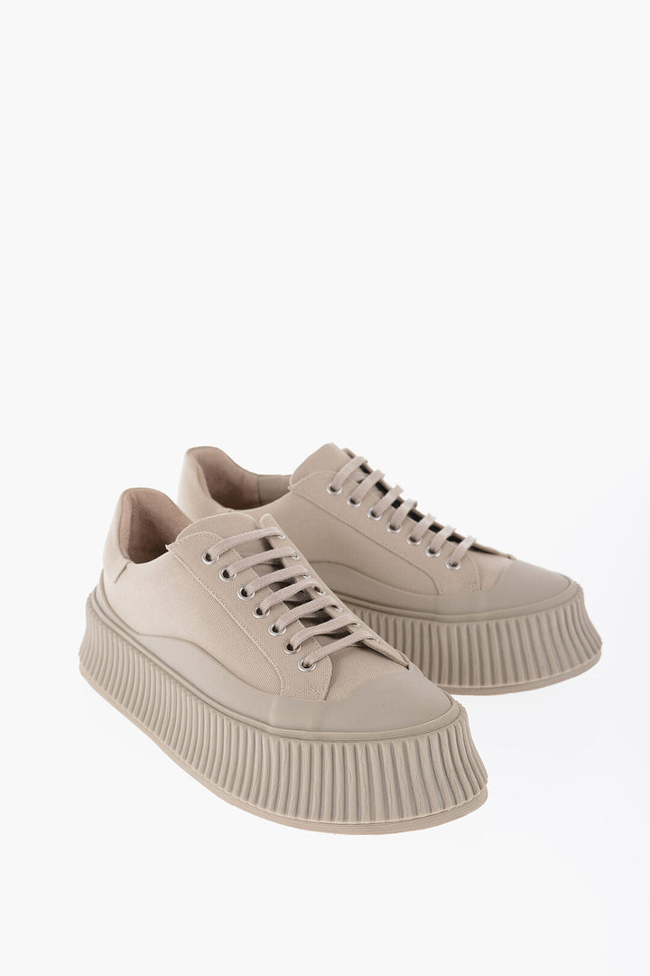 Jil Sander Canvas Low-Top Sneakers With platform soles