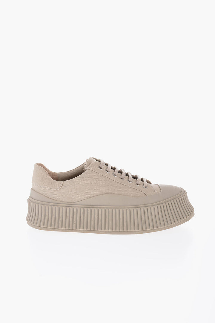 Jil Sander Canvas Low-Top Sneakers With platform soles