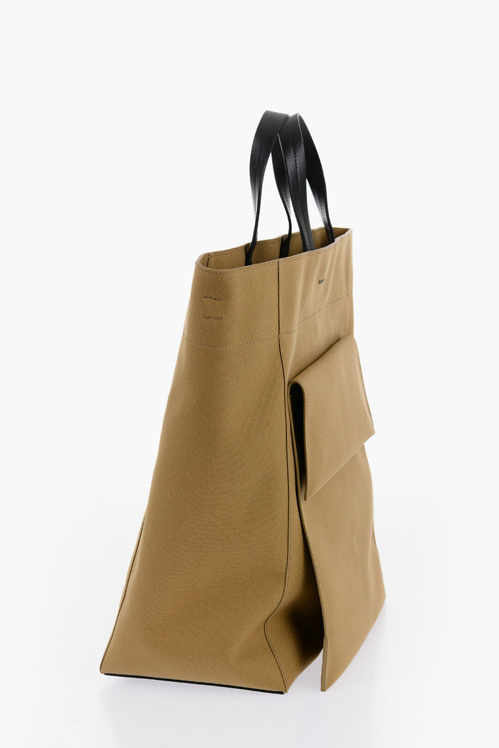 Jil Sander Canvas Shopper Bag with External Pocket