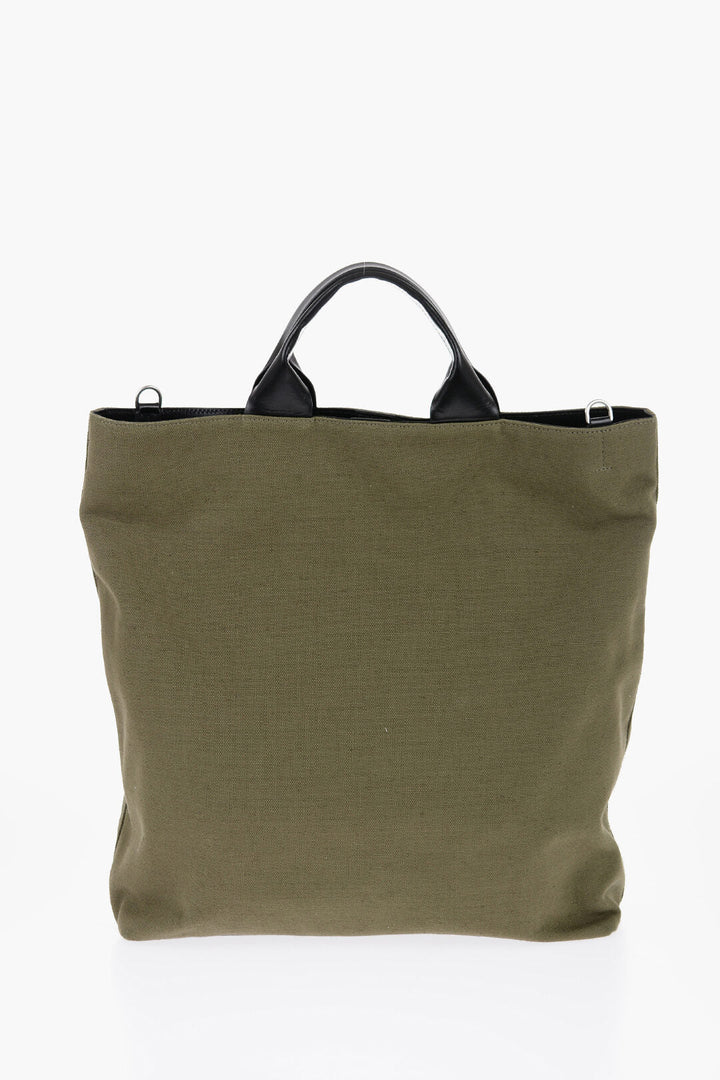 Jil Sander Canvas Shopper Bag with Leather Handles