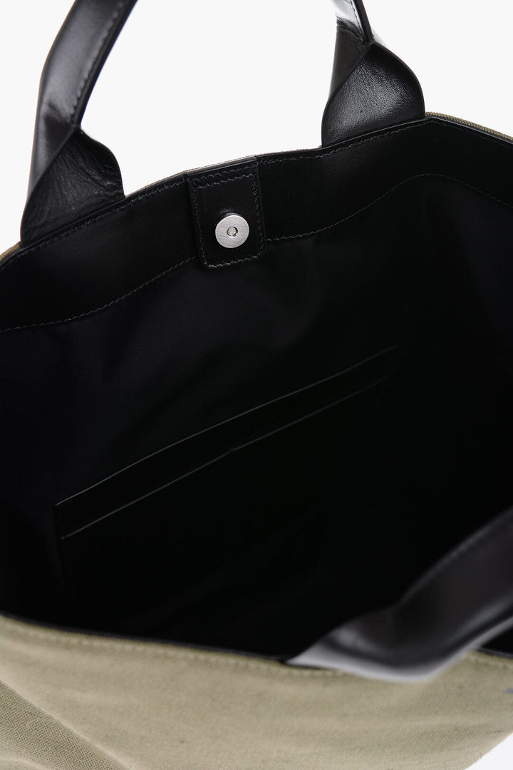 Jil Sander Canvas Shopper Bag with Leather Handles