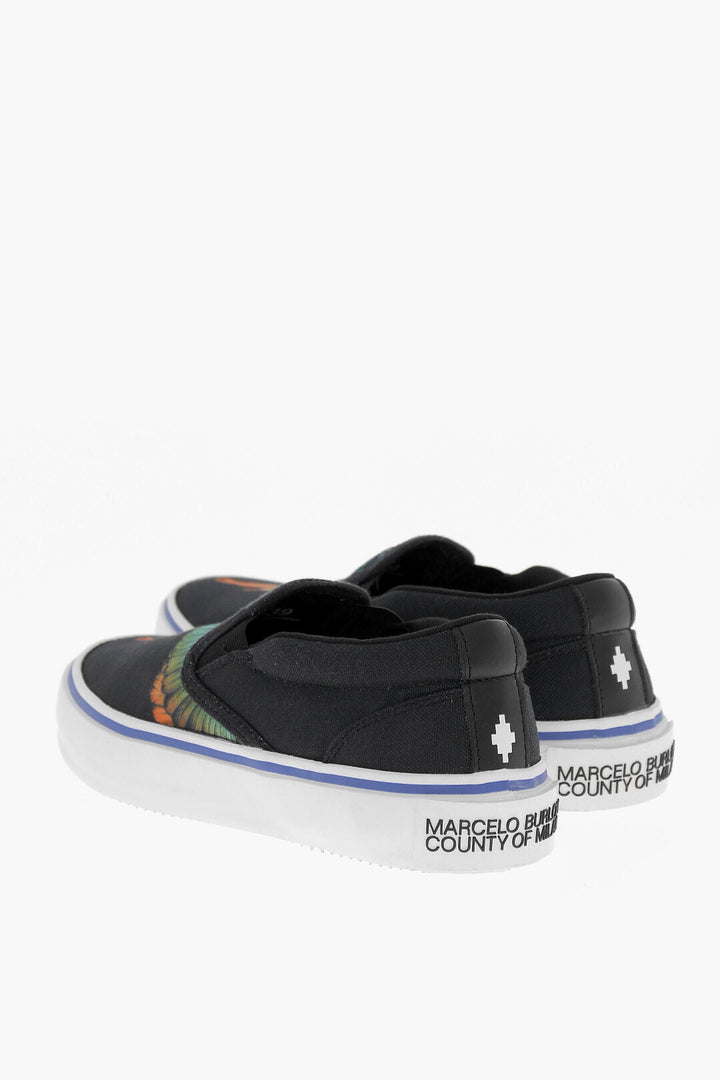 Marcelo Burlon Canvas Slip On Sneakers with Iconic Print