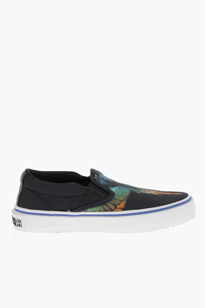 Marcelo Burlon Canvas Slip On Sneakers with Iconic Print