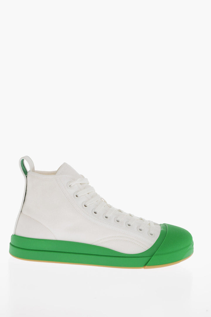 Bottega Veneta Canvas VULCAN High-Top Sneakers with Rubberized Toe