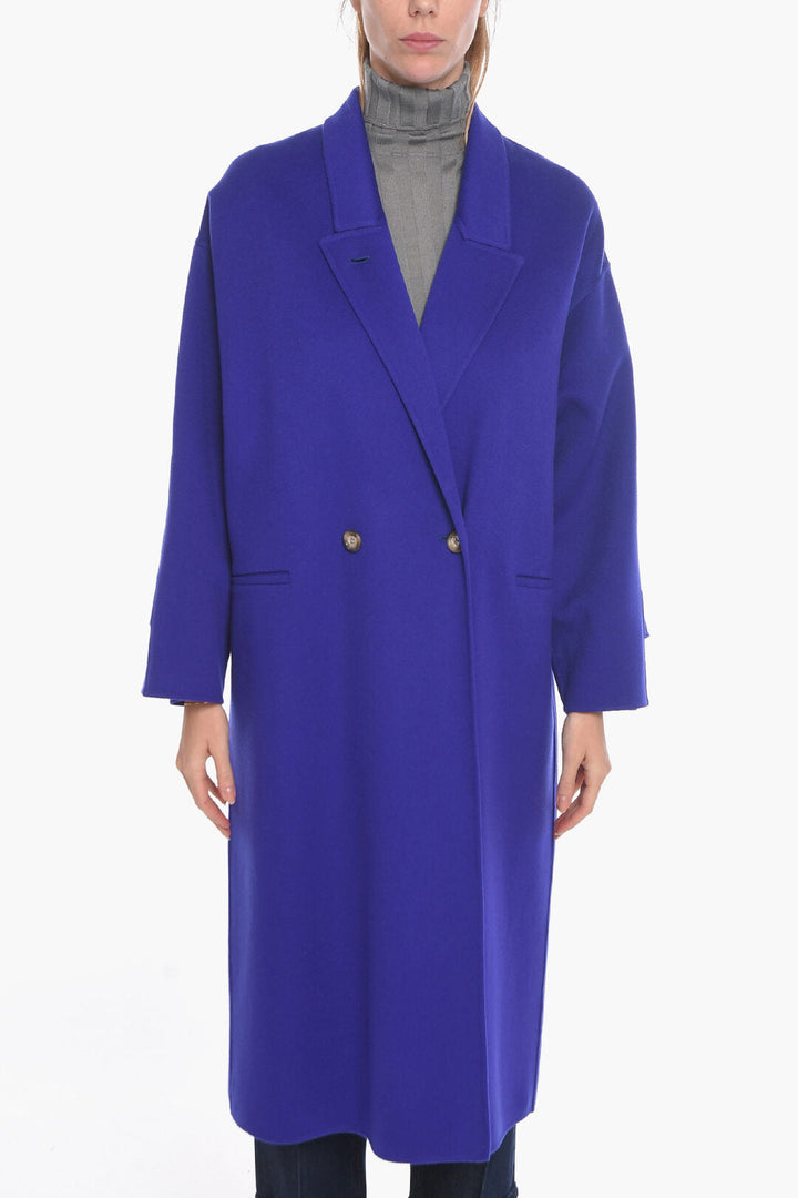 Super Blond Cashmere Double-breasted Coat with Welt Pockets