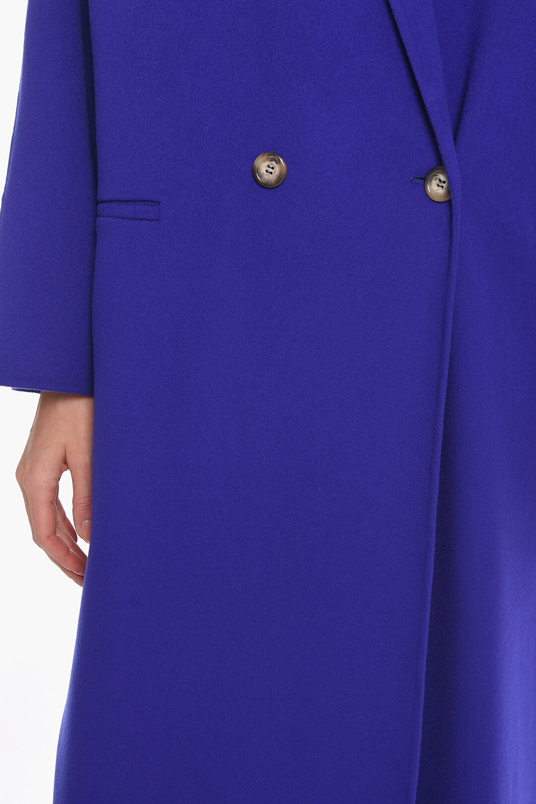 Super Blond Cashmere Double-breasted Coat with Welt Pockets