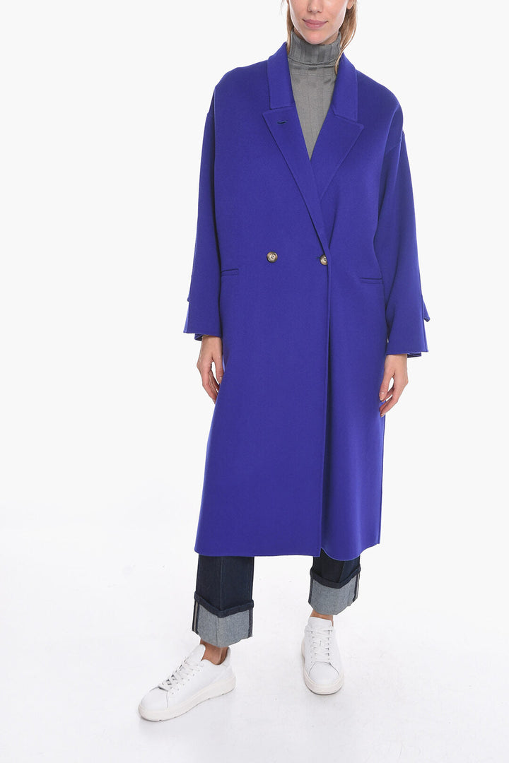 Super Blond Cashmere Double-breasted Coat with Welt Pockets