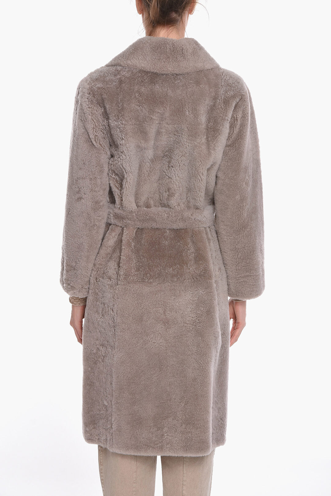 Brunello Cucinelli Cashmere Goat Fur Double-breasted Coat with Belt