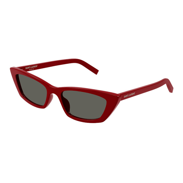 Saint Laurent Sunglasses Cat Eye Full Rim, Red Frame and Grey Lens SL277012