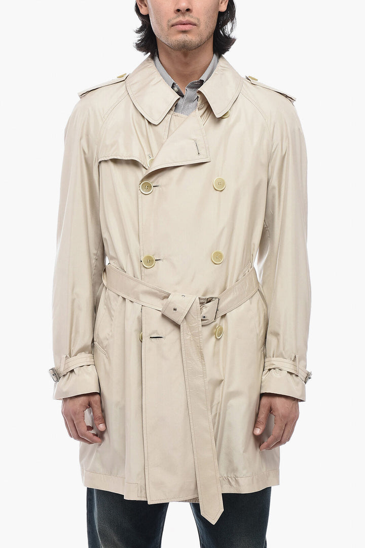 Corneliani CC BROTHERS Silk Waterproof Trench with Double Breast