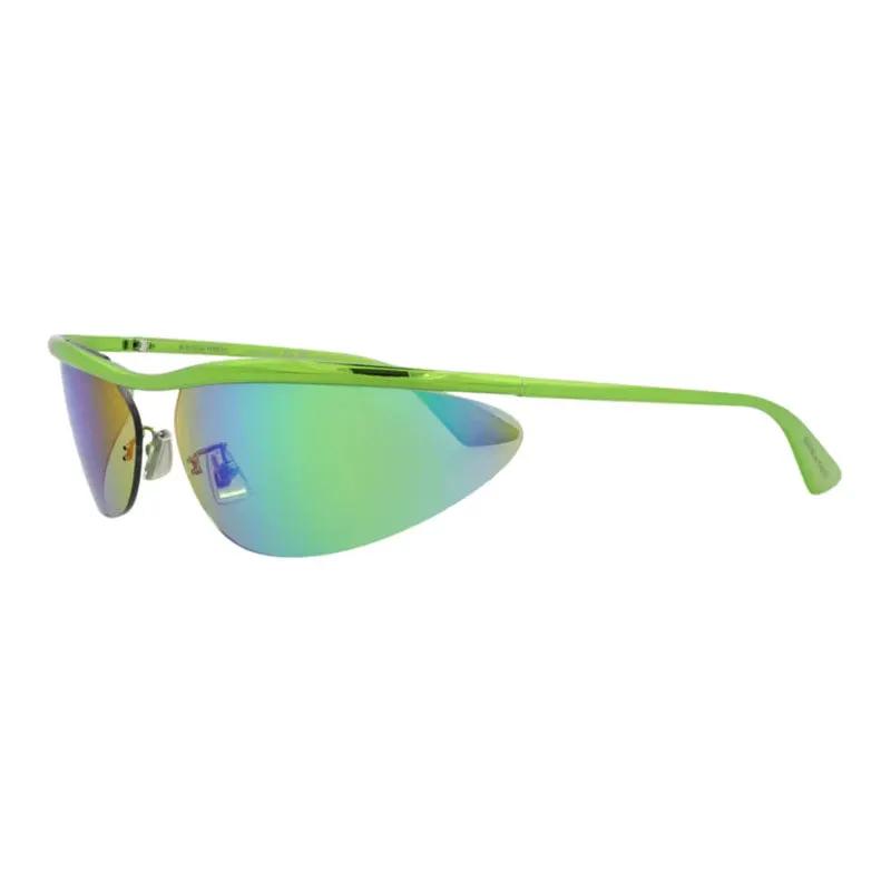 Bottega Veneta Sunglasses Shield Semi Rim, Green Frame And Green Mirror Lens