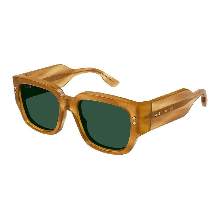 Gucci Sunglasses Square Full Rim, Flamed Honey Havana Frame and Green Lens GG1261S004