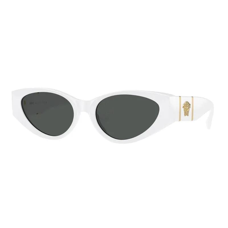Versace Sunglasses Cat Eye Full Rim, White Frame and Dark Grey Lens VE4454314/87