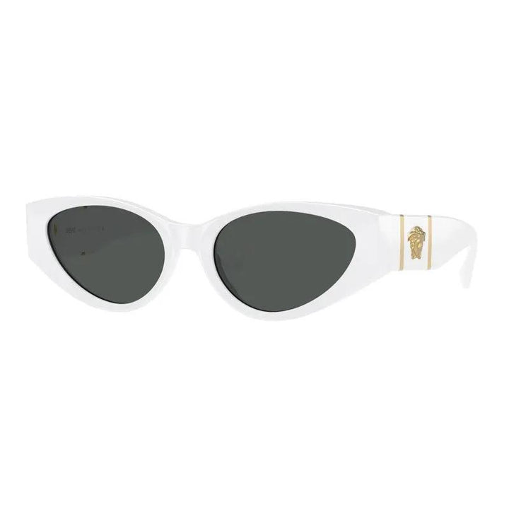 Versace Sunglasses Cat Eye Full Rim, White Frame and Dark Grey Lens VE4454314/87