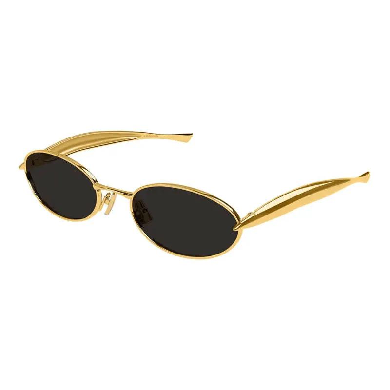 Bottega Veneta Sunglasses Oval Full Rim, Gold Frame And Grey Lens