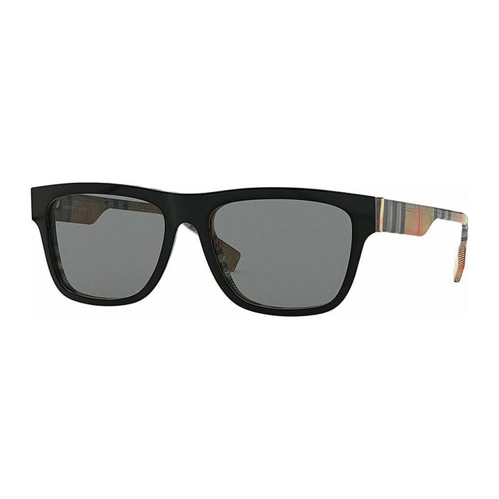 Burberry Sunglasses Square Full Rim, Black on Vintage Check Frame and Grey Lens BE4293380687