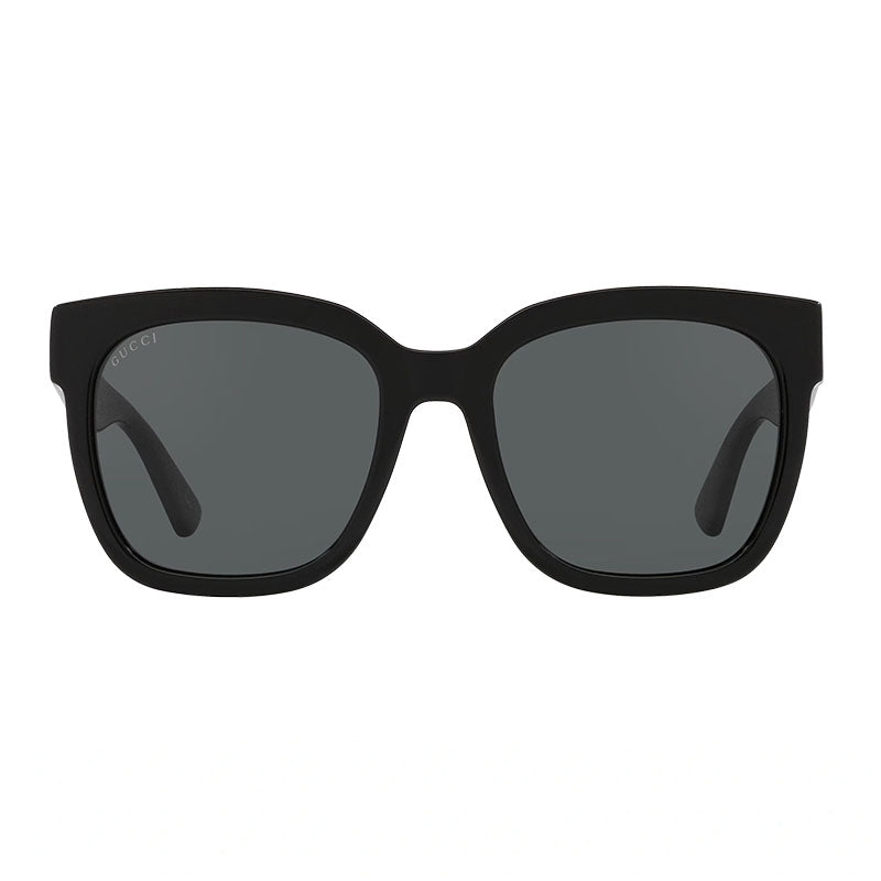 Gucci Sunglasses Square Full Rim, Black Frame and Grey Lens GG0034SN001