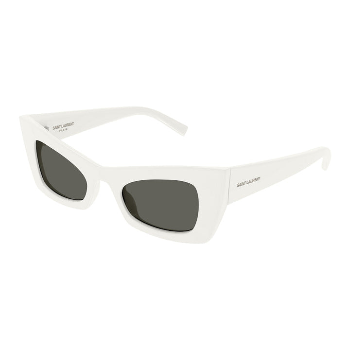 Saint Laurent Sunglasses Cat Eye Full Rim, Ivory Frame and Grey Lens SL702003