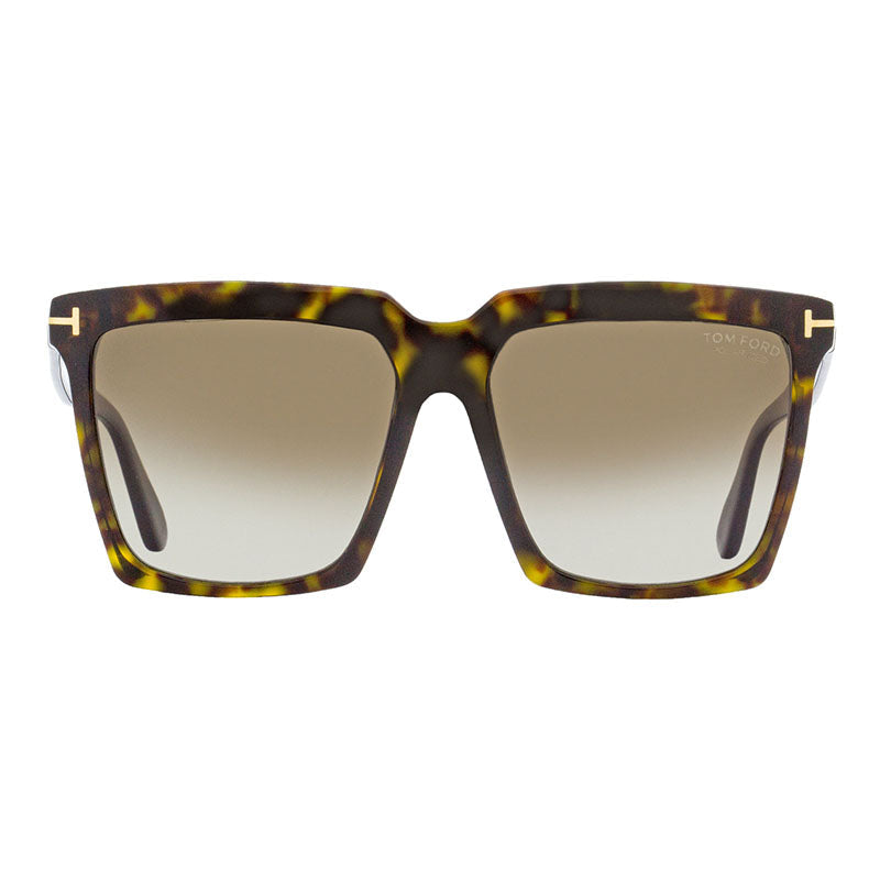 Tom Ford Sunglasses Square Full Rim, Dark Havana Frame and Brown Gradient Polarized Lens FT076452H