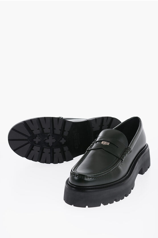 Shoes - Celine Brushed Leather Penny Loafers With Chunky Sole - 3616900162495 - Ask Me Wear