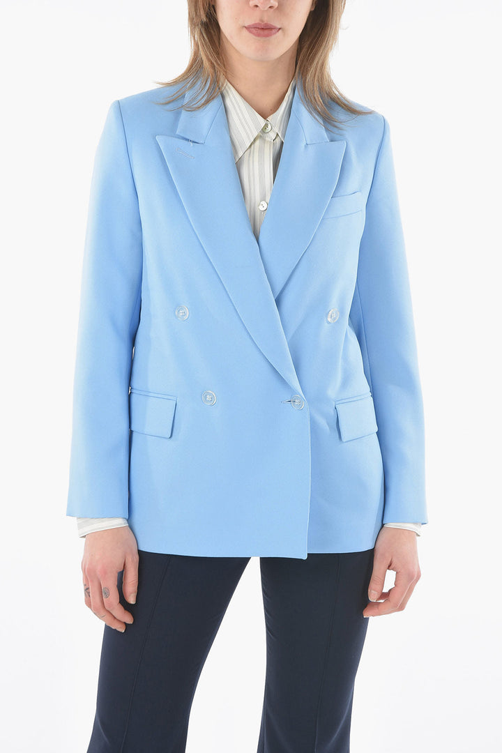 Super Blond center vent peak lapel double-breasted blazer